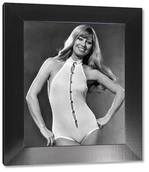Woman wearing one piece swimsuit February 1970 P017609