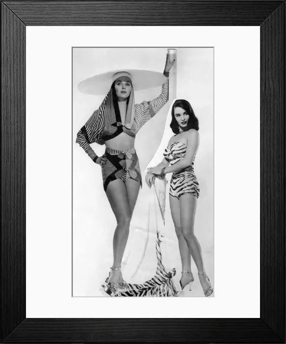 Framed Print : Clothing Beach. Woman wearing patterned see through top Framed Print : Clothing Beach. Woman wearing patterned see through top