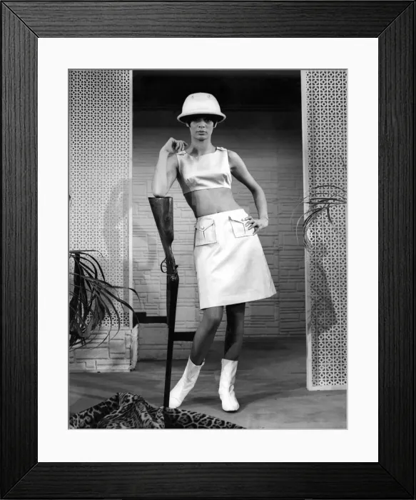 Framed Print : Fashion 1960s: Set for a swinging safari. A girl will not have to hunt for compliments