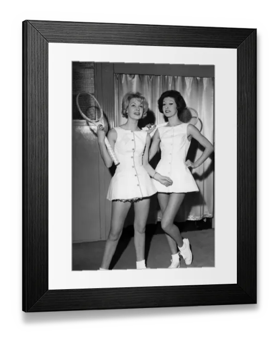 Framed Print : Set for Tennis - in a paper dress!. Look a tennis dress you wear once, then throw away