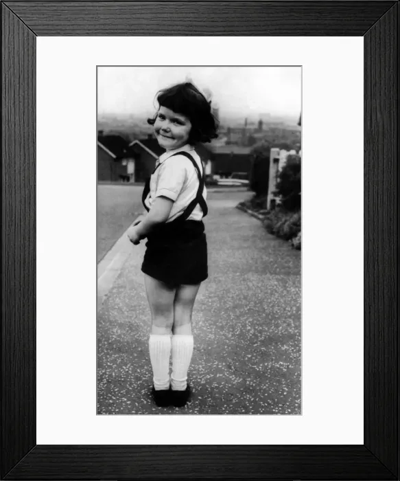 Framed Print : Five-year-old Linda Burnett wearing her hot pants. May 1971 P017322 Framed Print : Five-year-old Linda Burnett wearing her hot pants. May 1971 P017322