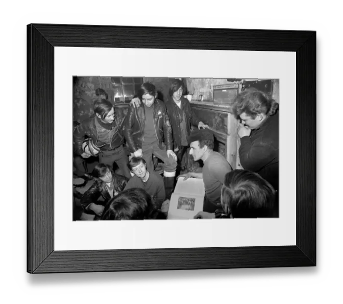 Framed Print : Mr. Ted Wood of Birch, near Manchester reads the Bible to Hell Angels Club during a Framed Print : Mr. Ted Wood of Birch, near Manchester reads the Bible to Hell Angels Club during a