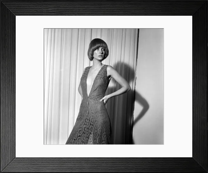 Framed Print : Fashion. Clothing: Niki Ross in a red lace dress by Lindsay Garforth in Celon lace price