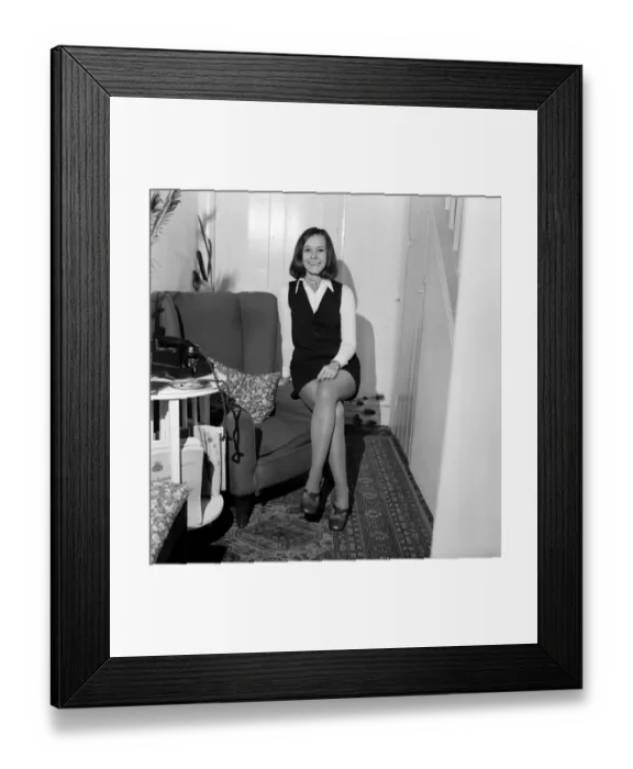 Framed Print : People Women: Woman sitting down at her home. Posing for pictures. November 1969 Z11224 Framed Print : People Women: Woman sitting down at her home. Posing for pictures. November 1969 Z11224