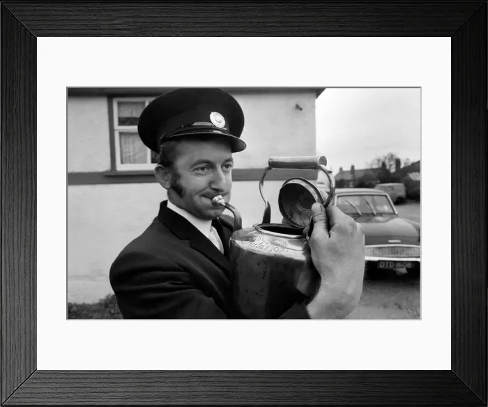 Framed Print : Man playing the kettle for the Pilling Jubilee Silver Band. November 1969 Z10933 Framed Print : Man playing the kettle for the Pilling Jubilee Silver Band. November 1969 Z10933