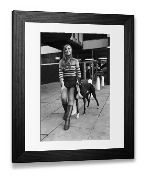 Framed Print : People with animals. Woman. Fiena Ward with her dog Barnabas outside Manchester College