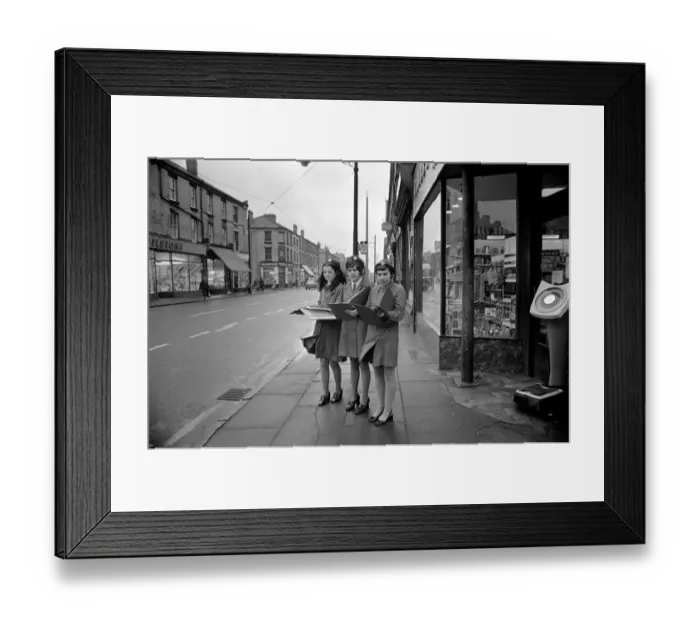 Framed Print : School girls near Liverpools Sefton Park out on an urban trip as part of their