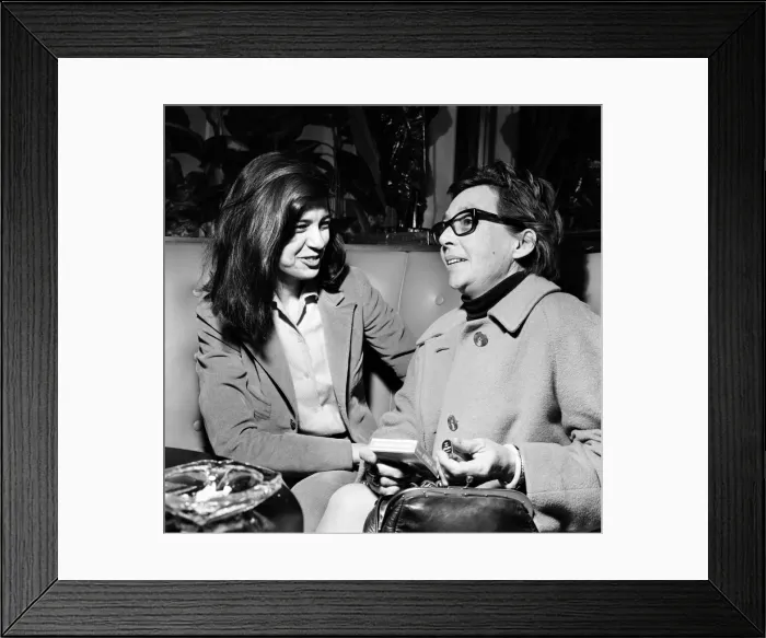 Framed Print : Photographed in the Mayfair Hotel, W. 1. Susan Sontag and Margaret Duras