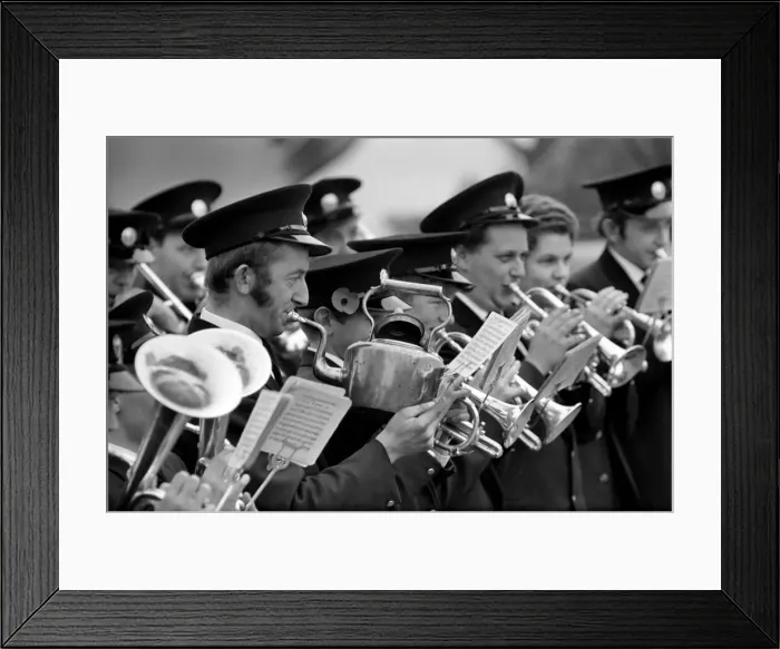 Framed Print : Man playing the kettle for the Pilling Jubilee Silver Band Framed Print : Man playing the kettle for the Pilling Jubilee Silver Band