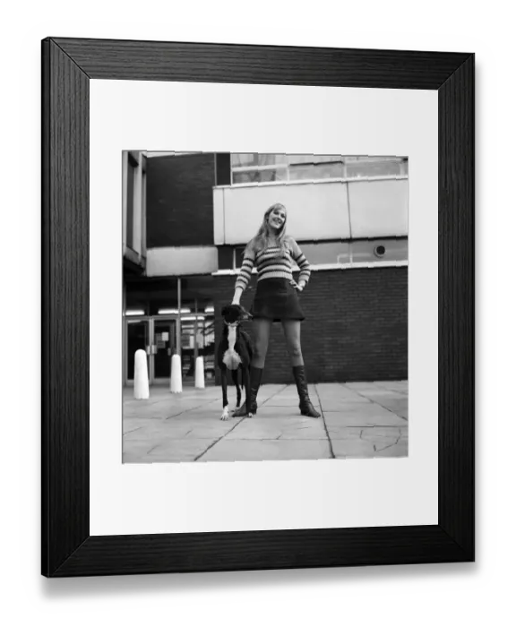 Framed Print : People with animals. Woman. Fiena Ward with her dog Barnabas outside Manchester College