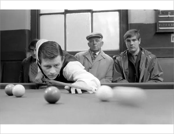 Alex Higgins at the table in a local club. November 1969 Z10851-001