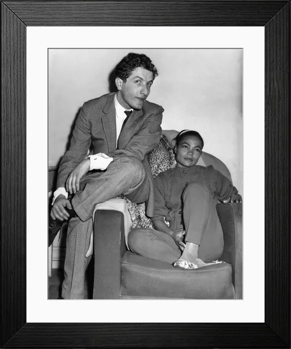 Framed Print : Eartha Kitt and John Hayman with whom the arrived at the London Colliseum for rehearsal Framed Print : Eartha Kitt and John Hayman with whom the arrived at the London Colliseum for rehearsal