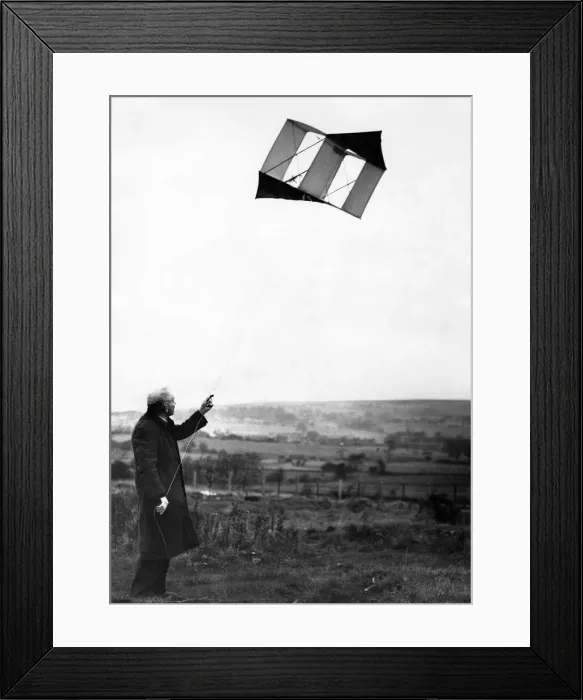Framed Print : Kites. Mr. Albert Norris pictured flying his kite. October 1953 P012324 Framed Print : Kites. Mr. Albert Norris pictured flying his kite. October 1953 P012324