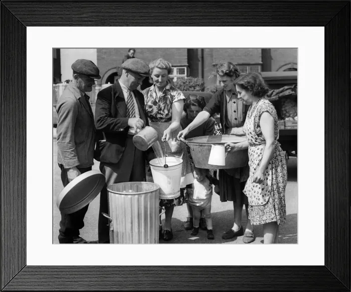 Framed Print : Weather- Drought: The water Carts out in Golborne. May 1954 P012314 Framed Print : Weather- Drought: The water Carts out in Golborne. May 1954 P012314