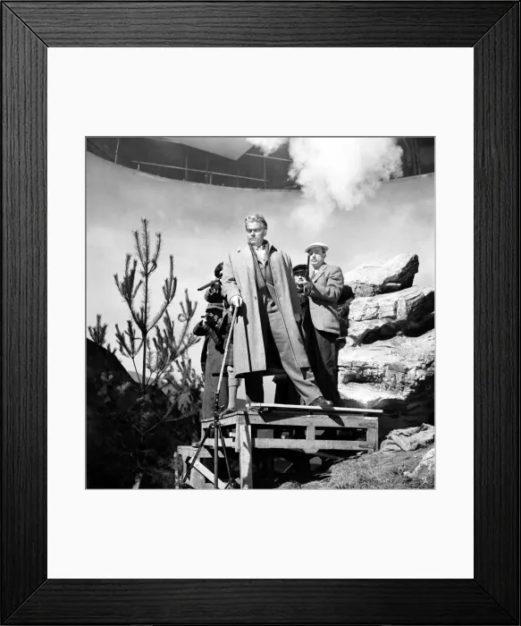 Framed Print : Orson Welles (centre) seen here filming on the set of Trouble in the Glen Framed Print : Orson Welles (centre) seen here filming on the set of Trouble in the Glen