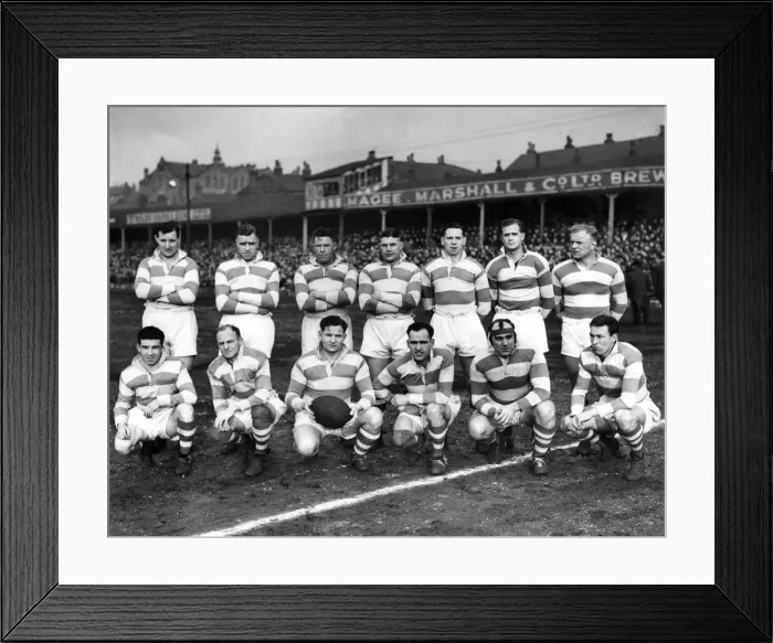 Framed Print : Wigan team forestock: Back row standing: L to R. Hudson, Ratcliffe, Ashcroft, Barton