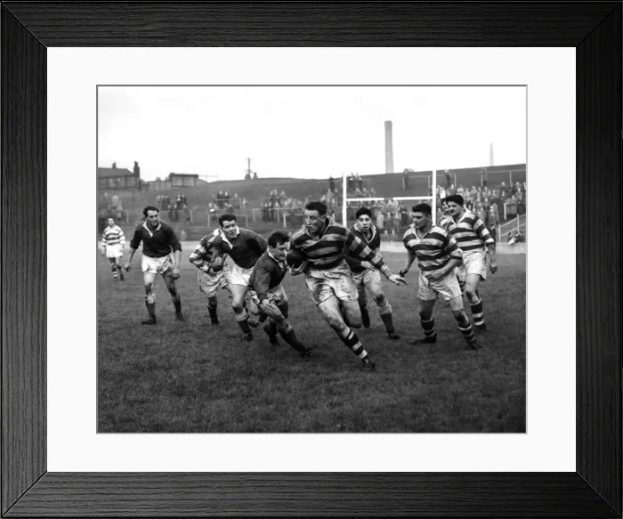 Framed Print : Swinton v. Batley. Hainsworth of Batley breaks through, but T