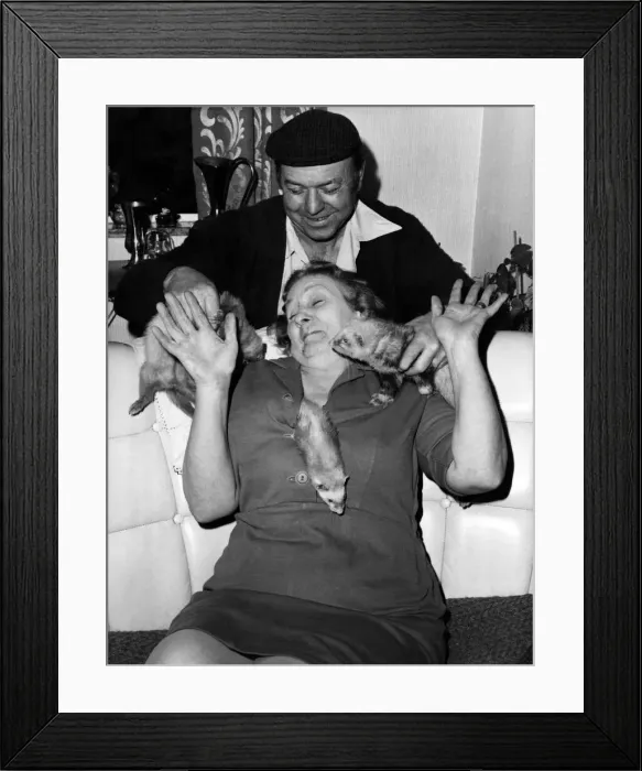 Framed Print : Eric and Queenie, bitten by the ferret-tickling bug. May 1975 P011792