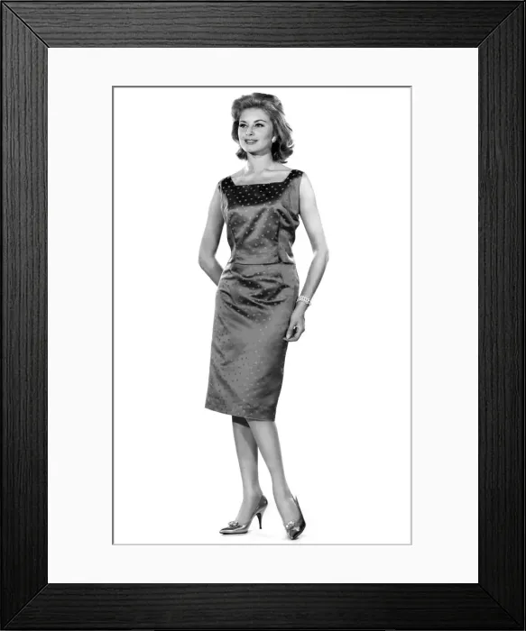 Framed Print : Reveille Fashions. Margaret Forraine models evening dress. September 1962 P011088 Framed Print : Reveille Fashions. Margaret Forraine models evening dress. September 1962 P011088