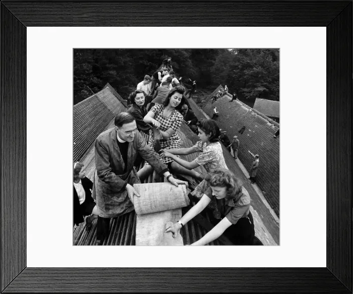 Framed Print : The Vicar, the Rev. Frank Moore, with his choir and members of the congregation about to Framed Print : The Vicar, the Rev. Frank Moore, with his choir and members of the congregation about to