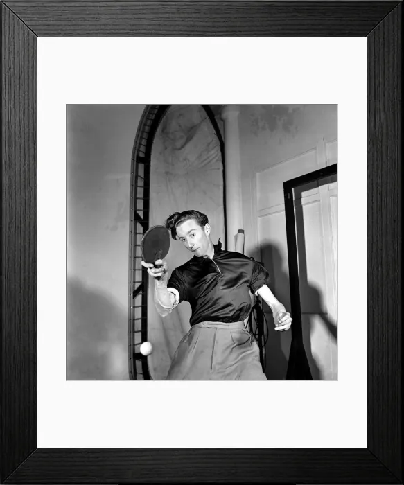 Framed Print : Man playing table tennis July 1953 D3734 Framed Print : Man playing table tennis July 1953 D3734