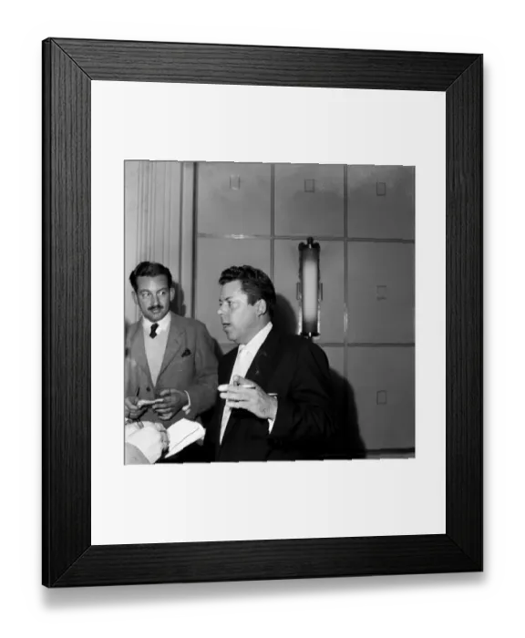 Framed Print : Hollywood makeup artist Perc Westmore seen here on the liner Ide de France