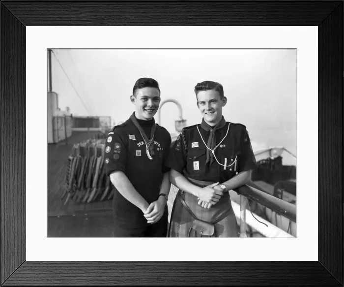 Framed Print : Youth Organizations: Scouts: Arrived on Queen Elizabeth Framed Print : Youth Organizations: Scouts: Arrived on Queen Elizabeth