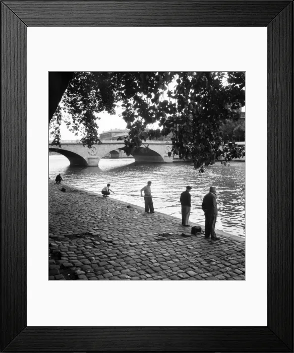 Framed Print : Strike: Frenchmen fishing in the River Seine, Paris during the general strike Framed Print : Strike: Frenchmen fishing in the River Seine, Paris during the general strike