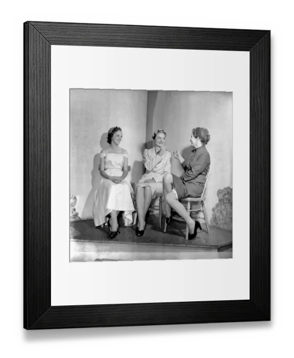 Framed Print : Clothing Fashion: Skirt: How to sit correctly in the New-Style skirt Framed Print : Clothing Fashion: Skirt: How to sit correctly in the New-Style skirt