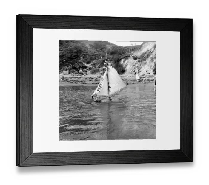 Framed Print : Holidays Clothing Fashion: Miss Wynne Owen Smith seen have testing a yacht you can wear