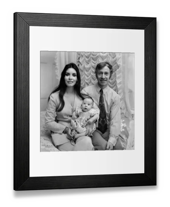 Framed Print : Playwright Terrence Frisby with his wife Christine and two month old baby boy Domonic
