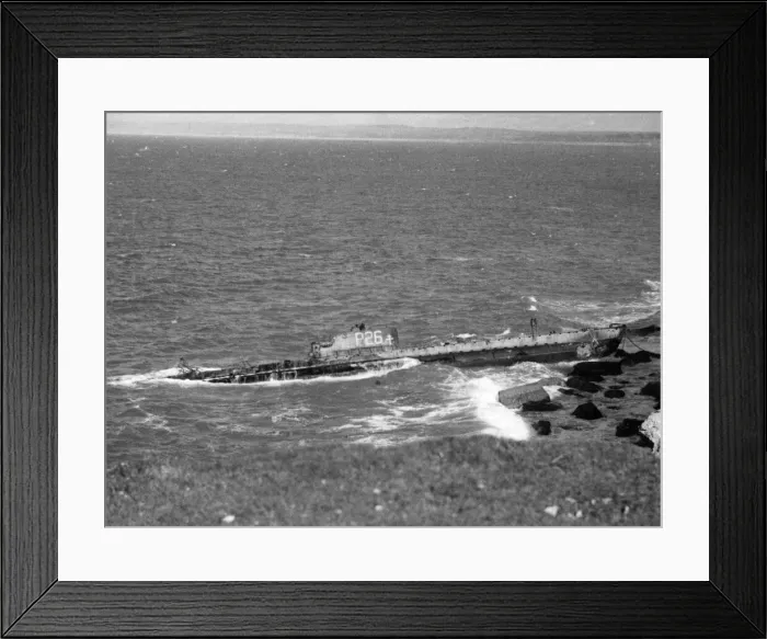 Framed Print : French Submarine aground at Portland Ave. December 1945 P012185