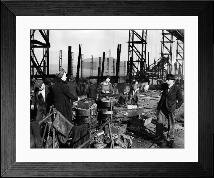 Framed Print : Women riveters at work at a Scottish Shipyard. March 1942 P011683 Framed Print : Women riveters at work at a Scottish Shipyard. March 1942 P011683