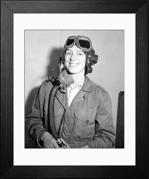 Framed Print : Mrs Ann Burns seen here dressed in here fly suit at her Farnborough cottage Framed Print : Mrs Ann Burns seen here dressed in here fly suit at her Farnborough cottage