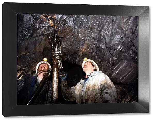 Gold - Wales - Miners drill a rich seam - at a mine, Clogau - 23rd January 1988