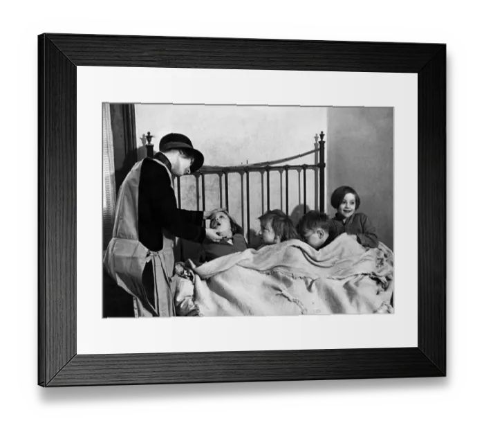 Framed Print : Children tucked up in bed at a Salvation Army place. July 1935 P012170 Framed Print : Children tucked up in bed at a Salvation Army place. July 1935 P012170