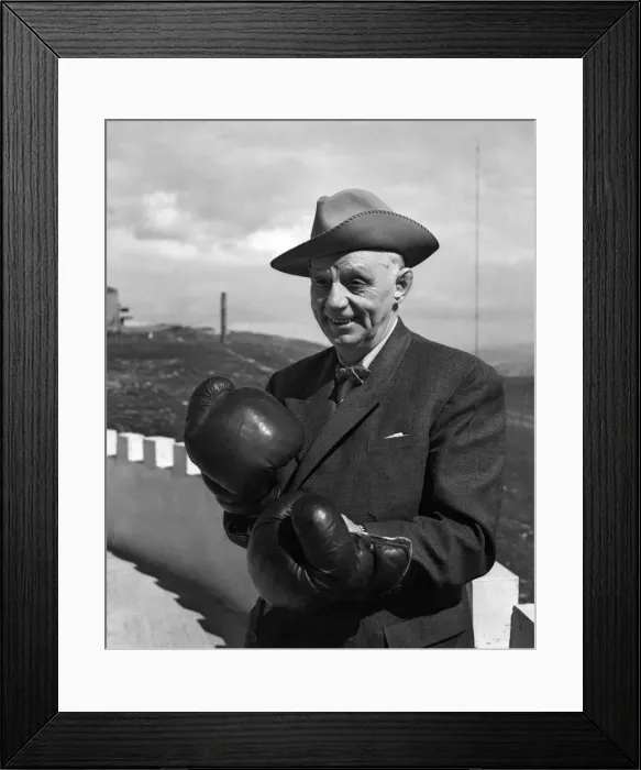 Framed Print : Jack Beynon of Fresco, California a retired boxing promotor visits Randy Framed Print : Jack Beynon of Fresco, California a retired boxing promotor visits Randy