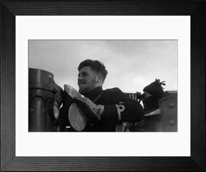 Framed Print : The captain of a Royal Navy Corvette during a hunt for a German Submarine Framed Print : The captain of a Royal Navy Corvette during a hunt for a German Submarine