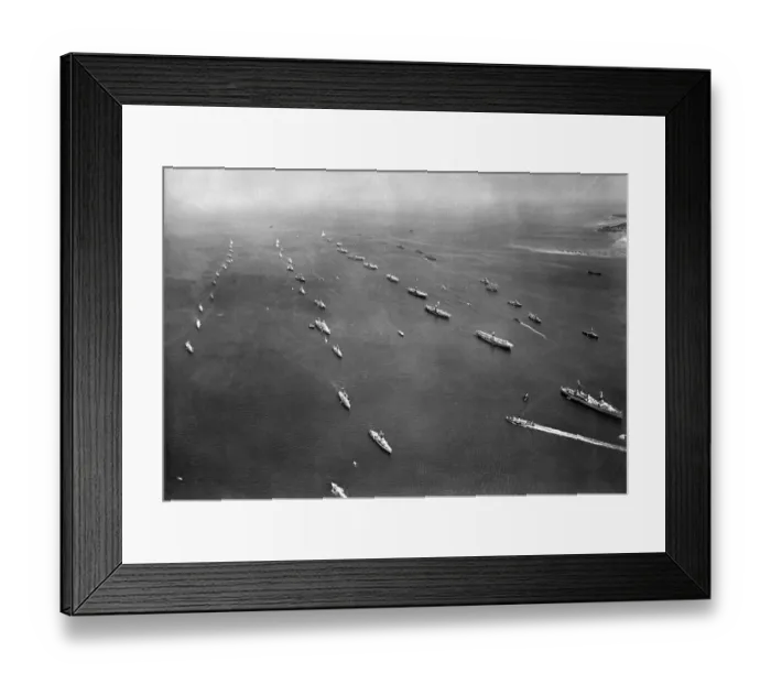 Framed Print : Aerial view showing the Coronation Review of Fleet by the new Queen Elizabeth II Framed Print : Aerial view showing the Coronation Review of Fleet by the new Queen Elizabeth II