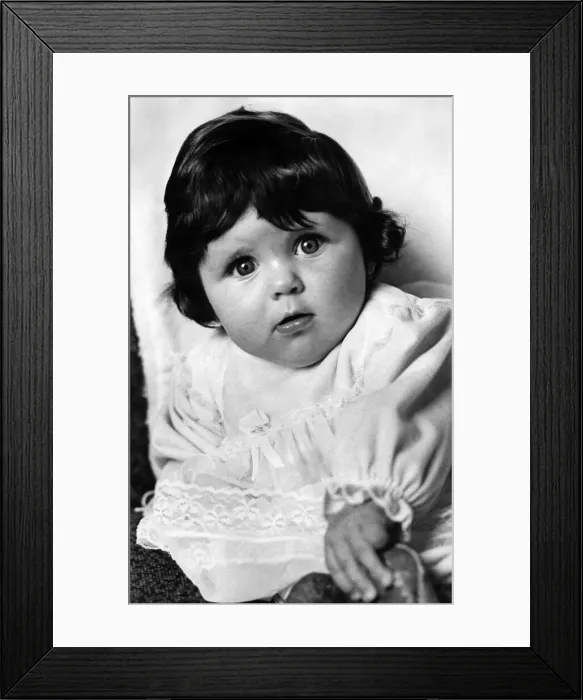 Framed Print : She had her hair in ribbons when she was one day old, and now, at 5 months old