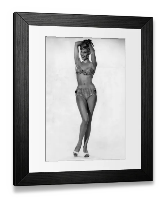 Framed Print : Woman wearing a bikini. June 1962 P011074 Framed Print : Woman wearing a bikini. June 1962 P011074