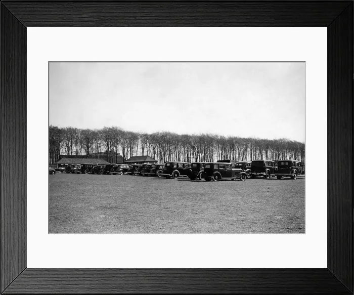 Framed Print : On the course. Some of the taxis parked during the races. April 1944 P012042