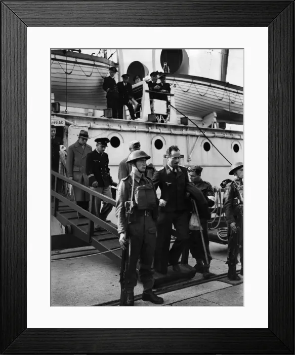 Framed Print : World War II POW s. Disembarking German prisoners from hospital ship Dinard Framed Print : World War II POW s. Disembarking German prisoners from hospital ship Dinard