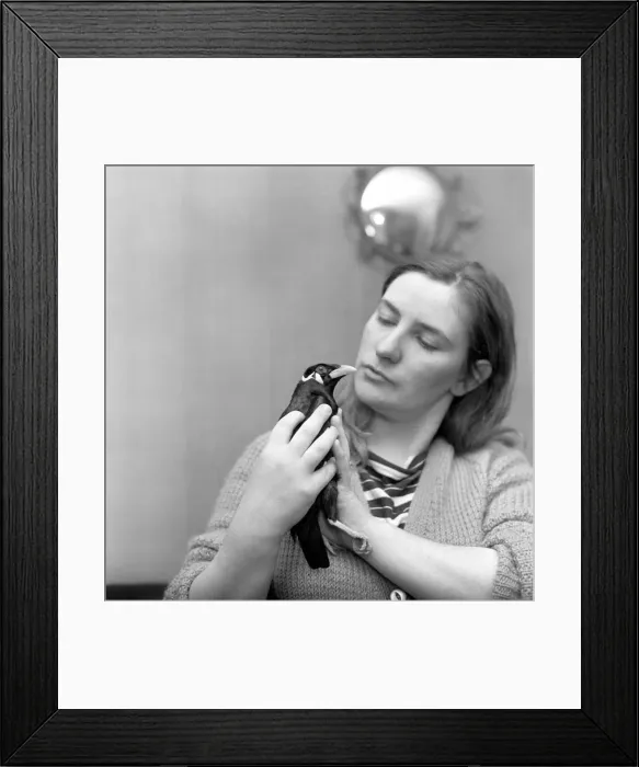 Framed Print : Mrs. Shirley Pickering 23 of Nelson, Lancashire with Jimmy