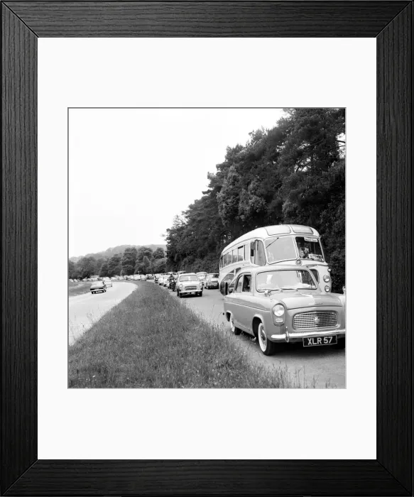 Framed Print : Traffic 1960. Homeward bound traffic on the Worthing-London road at Washington was slowed Framed Print : Traffic 1960. Homeward bound traffic on the Worthing-London road at Washington was slowed
