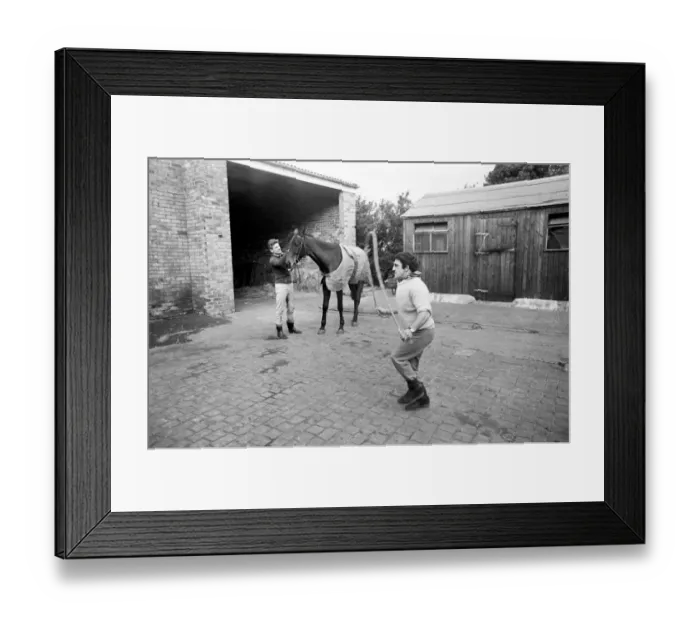 Framed Print : Jockey Billy Ellison training in the stable yard. November 1969 Z11023-004 Framed Print : Jockey Billy Ellison training in the stable yard. November 1969 Z11023-004