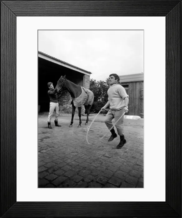 Framed Print : Jockey Billy Ellison training in the stable yard. November 1969 Z11023-002 Framed Print : Jockey Billy Ellison training in the stable yard. November 1969 Z11023-002