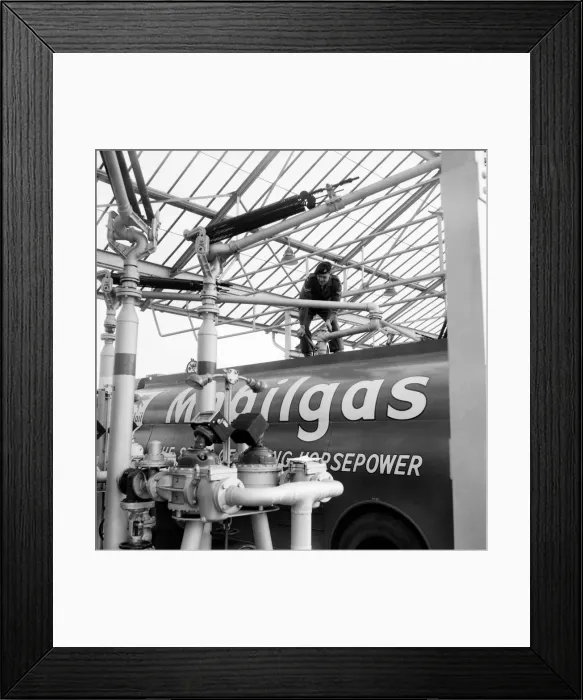 Framed Print : The Army takes over the filling of petrol tankers and the distribution of supplies of Framed Print : The Army takes over the filling of petrol tankers and the distribution of supplies of