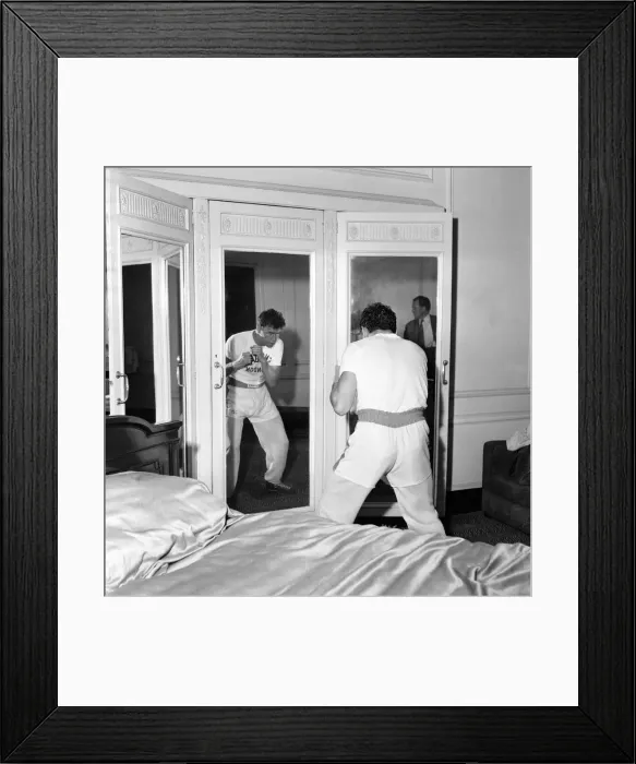 Framed Print : Terry Downs - Boxer: Terry Downs works out in his bedroom at Manchester