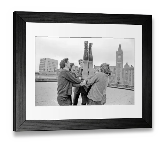 Framed Print : Lifted into the air by fellow actors. November 1969 Z11996-002